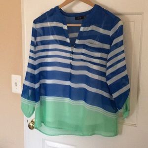 Blue and green blouse